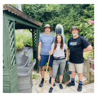 Image of corporate volunteers, Capita Pension Solutions, in our sensory garden at Paul's Place.